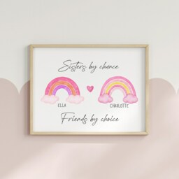 Personalised Sister Rainbow Print, Sisters By Chance Friends Choice, Wall Art - Unframed - thumbnail 2