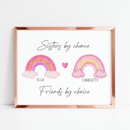 Personalised Sister Rainbow Print, Sisters By Chance Friends Choice, Wall Art - Unframed - thumbnail 3