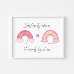 Personalised Sister Rainbow Print, Sisters By Chance Friends Choice, Wall Art - Unframed - thumbnail 2