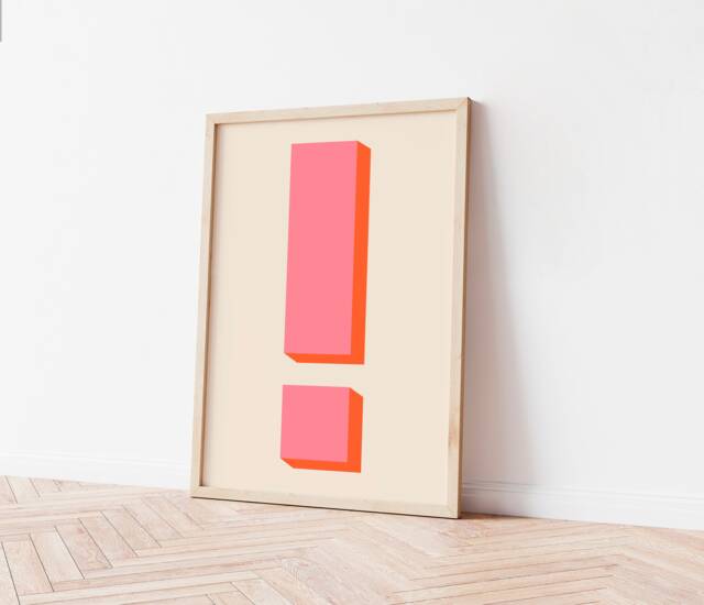 Exclamation Mark Quirky Print, Art Typography Graphic Poster, Portrait, A3 A4 A5, Funky Wall Gift, Decor, Fun Bold Colours - image 1