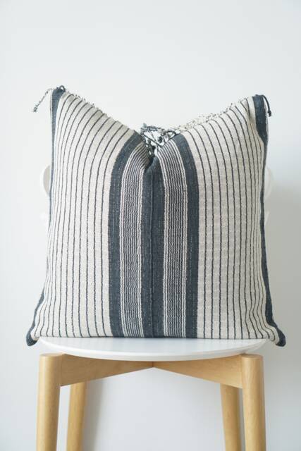 Black Neutral Tribal Hemp Hand Woven Natural Dye Color Lumbar Pillow Cover - image 1