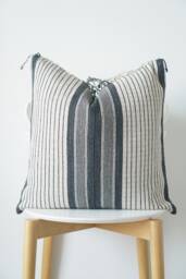 Black Neutral Tribal Hemp Hand Woven Natural Dye Color Lumbar Pillow Cover - thumbnail 1