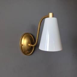 Brass Wall Light Sconce Cone Shade Contemporary Minimalist Ul - thumbnail 3