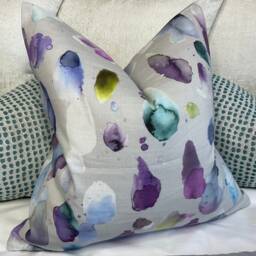 Voyage Maison Fabric, Decorative Pillow - Cushion Cover For Sofa, Bed, Window, Chair, Living Room, Hand-Painted Watercolour Design, Purple - thumbnail 1