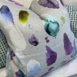 Voyage Maison Fabric, Decorative Pillow - Cushion Cover For Sofa, Bed, Window, Chair, Living Room, Hand-Painted Watercolour Design, Purple - thumbnail 3