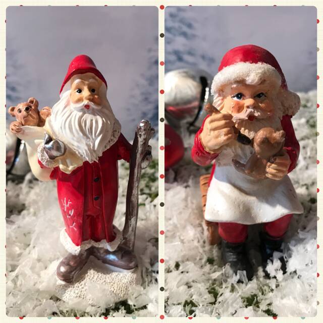 Miniature Santas, Mini Santa Claus, Craft Sweet Claus Birdhouse, Bear, With Bag, Mantle Santa, Table Top Santa - image 1