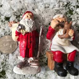 Miniature Santas, Mini Santa Claus, Craft Sweet Claus Birdhouse, Bear, With Bag, Mantle Santa, Table Top Santa - thumbnail 2