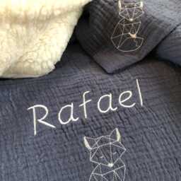 Sherpa Double Gauze Embroidered Cotton Baby Blanket/Throw - thumbnail 4