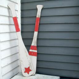 Decorative Oar Wall Decor Star Stripes Nautical Wall Decor Boat Wooden Oars Beach House Lake Paddle Coastal - thumbnail 1