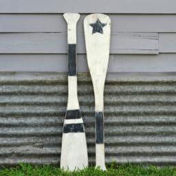 Decorative Oar Wall Decor Star Stripes Nautical Wall Decor Boat Wooden Oars Beach House Lake Paddle Coastal - thumbnail 3