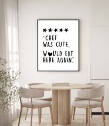 Chef Was Cute Funny Home Wall Art Print, Decor Fun Poster Typography Housewarming Gift, Cooking Humour Kitchen Print - thumbnail 1