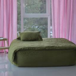 Linen Duvet Cover Quilt Linen Bedding Duvet Cover Queen King Queen Full Twin Green Baby - thumbnail 3