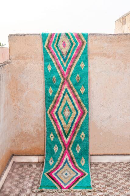 Moroccan Runner Rug - Hallway Pink Boho Vintage - image 1