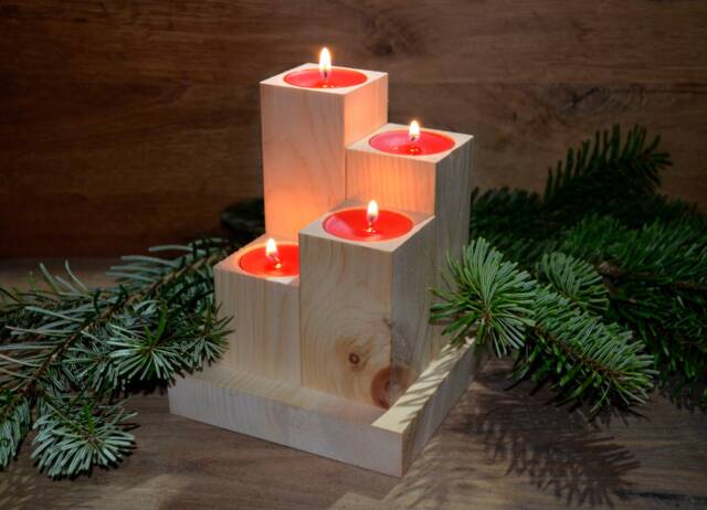 Swiss Pine Candle Holder, Candles, Wood, Candlestick, For Tea Lights, Wood - image 1