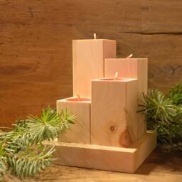 Swiss Pine Candle Holder, Candles, Wood, Candlestick, For Tea Lights, Wood - thumbnail 2