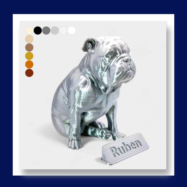 British Bulldog Dog Statue/Ornament - Custom Personalisation 11 Colours Available Matte & Metallic - image 1