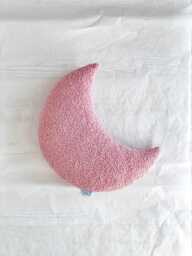 Dusty Pink Boucle Moon Pillow, Crescent Nursery Soft Throw Cushion - thumbnail 1