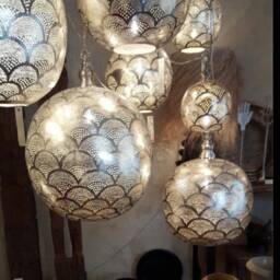 Moroccan Brass Lamp Pendant Hanging . Ceiling Lights , Available Colors, Antique Matt Gold, Silver Plated Copper - thumbnail 2