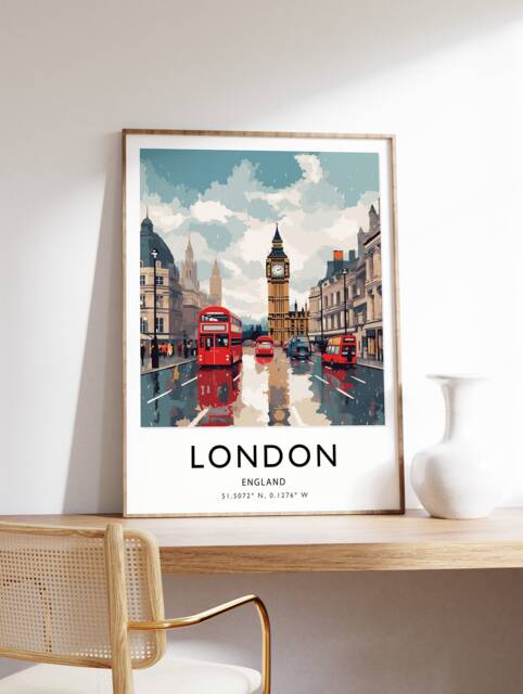 London Travel Poster Colorful English Art Print - image 1