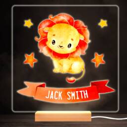 Lion Animal Cute Orange Colourful Square Personalised Gift Led Lamp Night Light - Bedroom