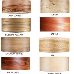 Set Of 3 Pendant Lamps - Natural Wood Veneer - thumbnail 3