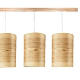 Set Of 3 Pendant Lamps - Natural Wood Veneer - thumbnail 2