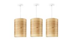 Set Of 3 Pendant Lamps - Natural Wood Veneer