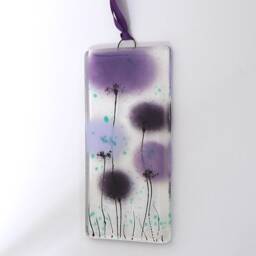 Fused Glass Poppy Wall Art Handmade Purple Flower Suncatcher Eh 1170 - thumbnail 3