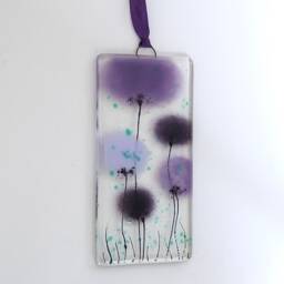 Fused Glass Poppy Wall Art Handmade Purple Flower Suncatcher Eh 1170 - thumbnail 2