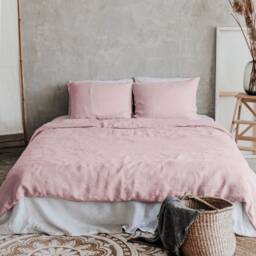 Organic Pink Linen Bedding Set Duvet Cover & Pillowcases - thumbnail 3