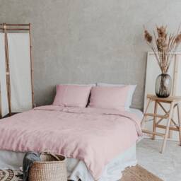 Organic Pink Linen Bedding Set Duvet Cover & Pillowcases - thumbnail 2