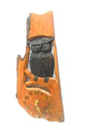 "Owl Wall Clock, Wood Carving Owl, Clock, Kids Room Decor, Unique Carved Gift, 16.5""x8" - thumbnail 2