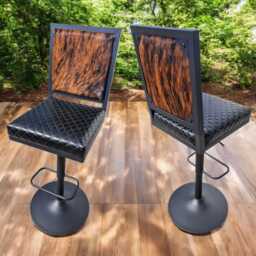 Genuine Cowhide Leather Counter Stool With Backs, Bar Height Kitchen Stool, Barstool Chair - Glbk
