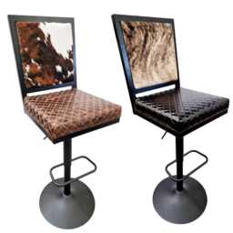 Genuine Cowhide Leather Counter Stool With Backs, Bar Height Kitchen Stool, Barstool Chair - Glbk - thumbnail 3
