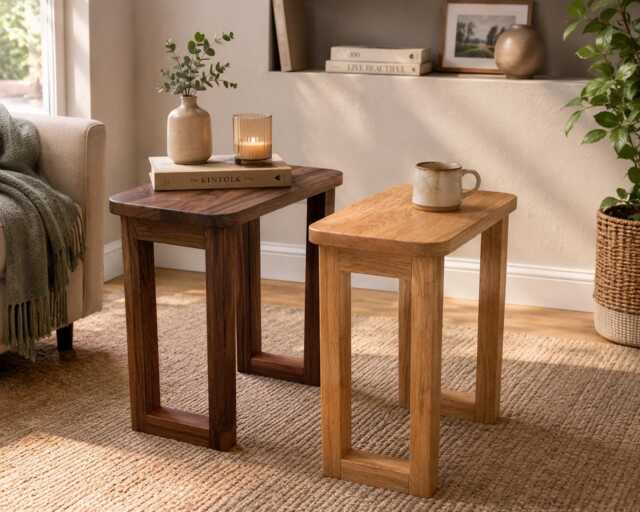 Solid Walnut/Oak Side Table - image 1