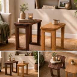 Solid Walnut/Oak Side Table - thumbnail 4