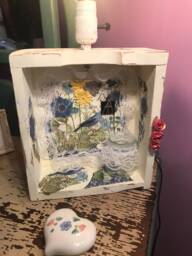 Beautifully Decorated Wood Box Table Light - thumbnail 1