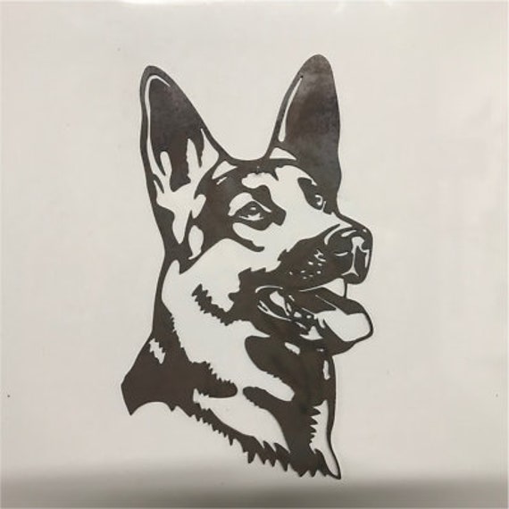 German Shepherd Dog Metal Head Wall Art - Home Decor & Garden