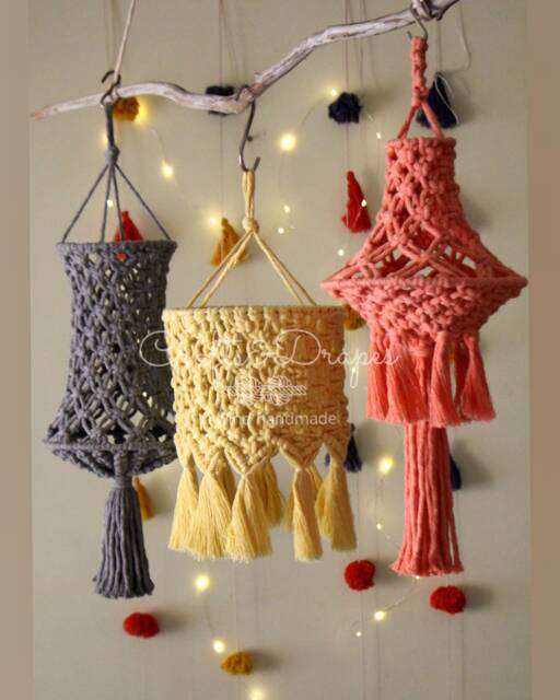 Handwoven Macrame Lantern, Boho Fringe Light, Baby Shower Decor, Chandelier, Lampshade, Lights For Cafes & Restaurants - image 1