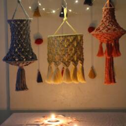Handwoven Macrame Lantern, Boho Fringe Light, Baby Shower Decor, Chandelier, Lampshade, Lights For Cafes & Restaurants - thumbnail 2