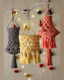 Handwoven Macrame Lantern, Boho Fringe Light, Baby Shower Decor, Chandelier, Lampshade, Lights For Cafes & Restaurants