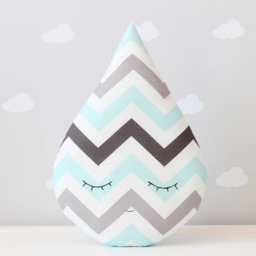 Gray & Blue Chevron Raindrop Cushion For Nursery Decor Baby Shower Gift Idea Dreamy Pillow Infant Gender Neutral Kids Room Bed Teepee - thumbnail 3