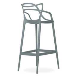 Grey Breakfast Bar Stool Masters Style Kitchen Chair Restaurant Pub Outdoor Dining Cafe Plastic - thumbnail 3