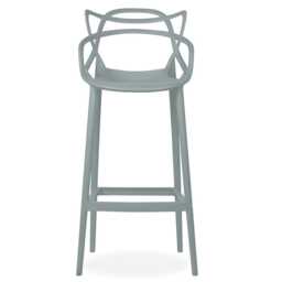 Grey Breakfast Bar Stool Masters Style Kitchen Chair Restaurant Pub Outdoor Dining Cafe Plastic - thumbnail 2