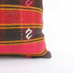 Handwoven Turkish Kilim Pillow Cover Vintage Wool Throw - 16x16 - thumbnail 2