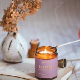 Lavender Candle, Minimal Gifts, Sage Green, Plastic Free Stress Relief Vegan Birthday Gift - thumbnail 4