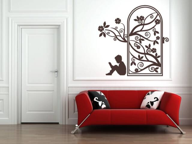 Secret Garden Door, Vinyl Wall Sticker Decal Mural. Home, Decor. Bedroom, Playroom, Library, School, Books, Reading Child, Decorative - image 1
