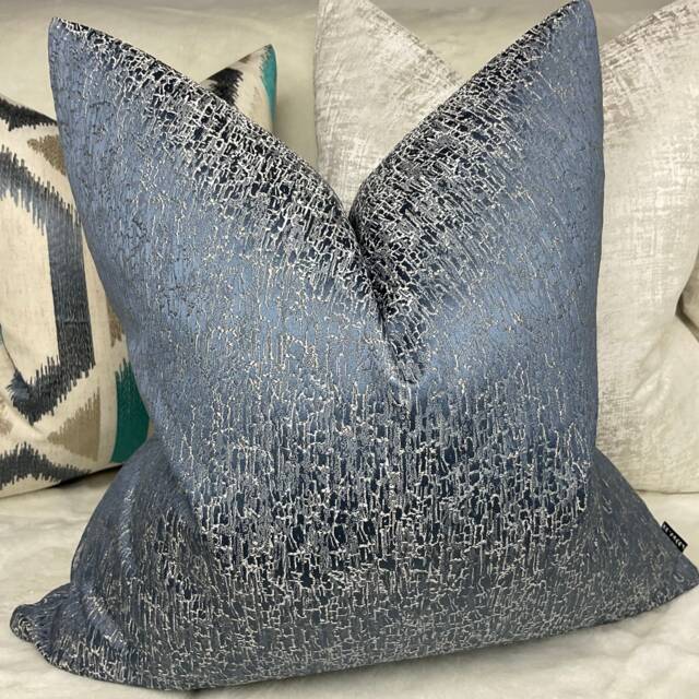Blake Luxury Textured Cushion Cover - Denim Blue Designer Handmade Pillow Sham Case Throw Sofa Bed Double Sided - image 1
