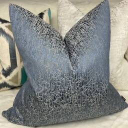 Blake Luxury Textured Cushion Cover - Denim Blue Designer Handmade Pillow Sham Case Throw Sofa Bed Double Sided - thumbnail 1