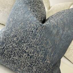 Blake Luxury Textured Cushion Cover - Denim Blue Designer Handmade Pillow Sham Case Throw Sofa Bed Double Sided - thumbnail 4